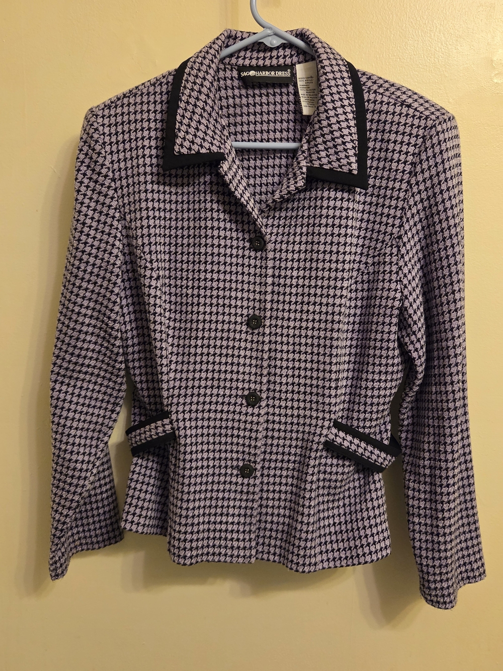 Vintage Sag Harbor Purple Houndstooth Blazer 12 Grandmacore Office Siren 90s Y2K